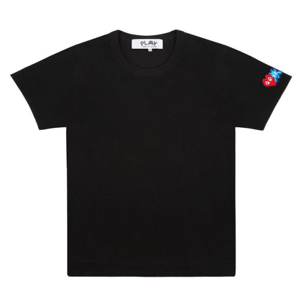 t-shirt play invader con emblema sulla manica rossa e blu nero
