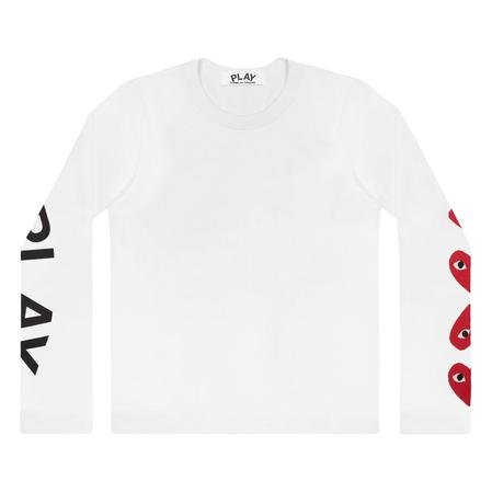 cdg play 4 heart manica lunga bianco